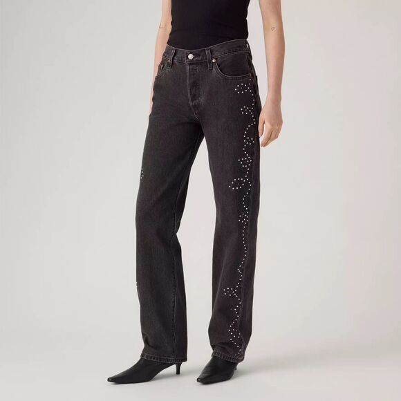Levi's Denim - NWT $128 Levi's Premium 501 '90s Black Denim Studded Western Jeans Women 29x30